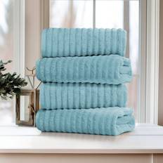 Egyptian Cotton Bath Towels Bibb Home Ribbed Egyptian Cotton Set 27" x 54" - Aqua Bath Towel Blue