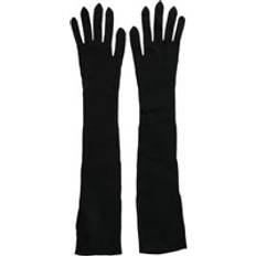 Dolce & Gabbana Black Gloves & Mittens Dolce & Gabbana Black Cashmere Knitted Elbow Length Gloves