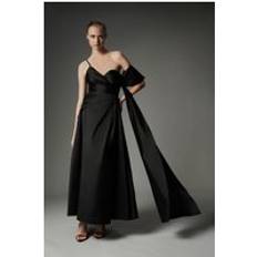 Karen Millen Short Dresses Karen Millen Archive Collection Taffeta Draped Shoulder Midi Prom Dress Black