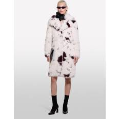 SISLEY Animal Print Faux Fur Coat, Woman, Creamy White