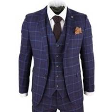 Paul Andrew Kenneth Piece Blue Suit Tweed Check Navy 40R