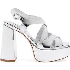 Plata Tacones y Zapatos de Tacón Larroudé Women's Bee Platform Sandals Silver