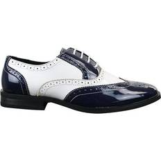 Blue - Men Oxford Patron Lace Patent Brogue Shoes Gatsby Navy