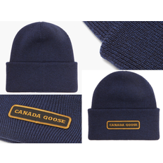 Canada Goose Homme Bonnets Canada Goose emblem merino wool embroidered logo beanie toque hat mütze hut Blau Einheitsgröße