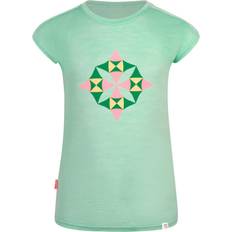 Trollkids T-Shirt Kinder Merino Wandern Sandefjord grün gelb grün rosa Gr. 116 Jahre
