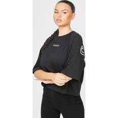 Cropped T-shirts Siksilk Womenss Branded Cropped T-Shirt in Black Cotton