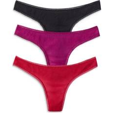 Knickers OnGossamer Women's Gossamer Mesh Hip-G Thong Panty Pack in Red Hot/Purple/Black HerRoom.com