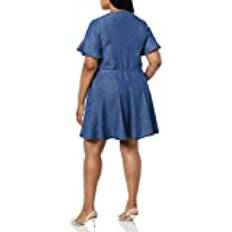 City Chic Plusstorlek klänning denim volang, mörk denim, storlek, 16, Mörk denim, SE/Plus