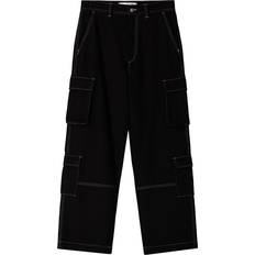 Bershka Herre Bukser & Shorts Bershka Sorte cargobukser med kontrasterende syninger-Black