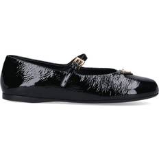 Prada Women Ballerinas Prada Patent Leather Logo Ballerina Flats - Black