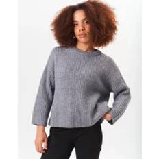 Tops Gini London Womens Chunky Knit Oversized Jumper Grey