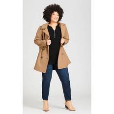 Avenue Outerwear Avenue Plus Women's Faux Wool Peacoat in Camel (Size 26/28)