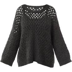 Eileen Fisher Women's Peruvian Alpaca Crew Neck Top Black