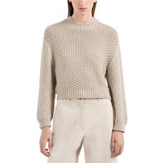 Emporio Armani Beige Jumpers Emporio Armani Seamless Plain Knit Crewneck Sweater Beige