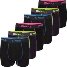 O'Neill Boxershorts för män, 6-pack, bomull, unika, sportboxer, män, basic, underbyxor, utan gylf, svart, röd, blå M, L, XL, XXL, Svart neon (7003)