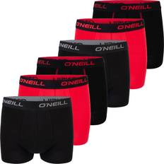 O'Neill Boxershorts för män, 6-pack, bomull, unika, sportboxer, män, basic, underbyxor, utan gylf, svart, röd, blå M, L, XL, XXL, Svart Röd (7000)