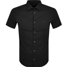 Armani Men Shirts Armani Emporio Short Sleeved Slim Fit Shirt Black