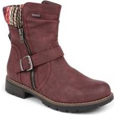 Red Boots Pavers Water-Resistant Biker Boots Burgundy