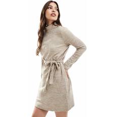 XL Robes Vero Moda Bella Long Sleeve Jersey Dress - Beige Melange