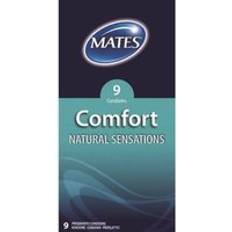 Blue Condoms Sex Toys Mates Comfort Natural Sensations Condoms 9 Pack Blue One Size