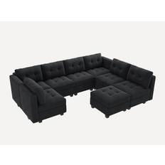 Honbay 8-Piece Velvet Modular Sectional With Storage Seat Sofa