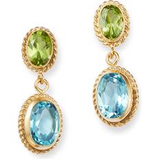 Peridot Jewellery Bloomingdale's Bloomingdale's Fine Collection Peridot & Blue Topaz Double Drop Earrings in 14K Yellow Gold Blue/Green