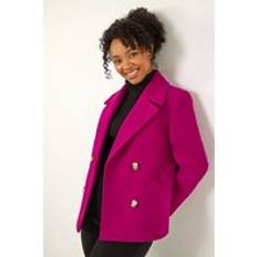 Pink Coats Roman Petite Button Up Collar Coat Pink