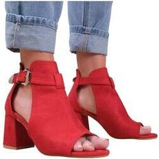 Rouge Escarpins et Talons Where's That From womens/ladies lisa suede open toe block heel high heels wm546