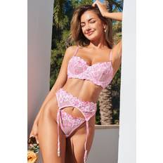 Pink Lingerie Sets Cupshe Floral Embroidered Lingerie Set - Pink