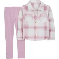 Children's Clothing Girls 4-8 Carter's Plaid Fleece Shacket & Leggings Set