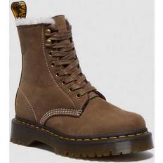Green - Women Lace Boots Dr. Martens Pascal Bex Faux Fur-Lined Platform Boots - Brown