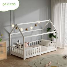 ecoMI Children's Floor Bed 90 x 200 cm White