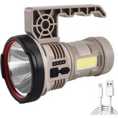 Green Camping Lights Chronus LED Searchlight Portable Camping Flashlight with Side Light USB Charging Rechargeable Waterproof Torch Outdoor Long Range Flood Lantern(Khaki)