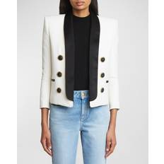 Balmain open-front wool blazer women Wool White