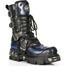 New Rock Infinity Leather, NEW ROCK 107-C5 Unisex Boots Black Blue Leather Skull Devil Gothic Punk Biker