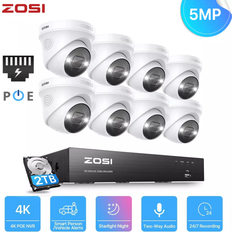 Surveillance Cameras Zosi 5MP POE CCTV Camera Security System
