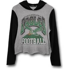 Sweaters Junk Food Clothing Women's Nfl Philadelphia Eagles Block Crop Hoodie Heather Grey/Black