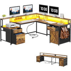 Moasis 63" Corner L Shaped LED Computer Writing Desk