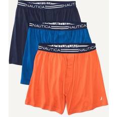 Nautica Men Men's Underwear Nautica Men's Solid Knit Boxers, 3-Pack Deep Ocean Blue Wash