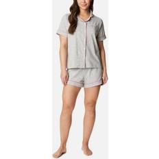 Columbia Women Pajamas Columbia Women's Jersey Notch Collar PJ Set- Light Grey Heather