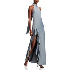 Milly Side Slit Halter Gown Pewter