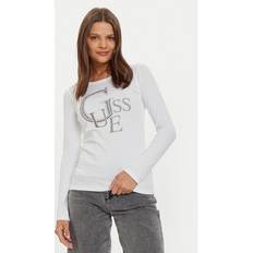 Guess Damen Blusen Guess Longsleeve mit Strasssteinbesatz in Weiss, Größe