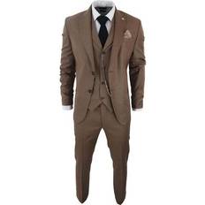 Slim Suits Truclothing Classic 3-Piece Plain Suit Brown 46R