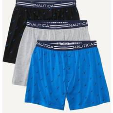 Nautica Men Men's Underwear Nautica Men's Solid Knit Boxers, 3-Pack Breezy Blue