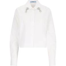 Prada Tøj Prada Broderet Poplin Bomuld Skjorte - Hvid