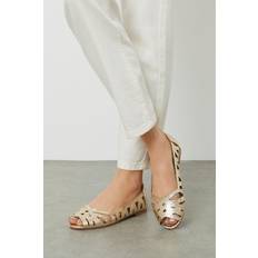 Gold - Women Low Shoes Dorothy Perkins Womens Wide Fit Prim Peep Toe Ballet Flats Gold Lace