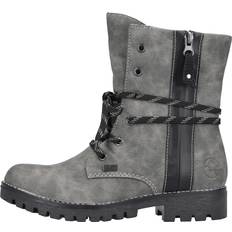 Rieker Boots Rieker GABRIEL SHOES, Rieker Women 785K0-45 Payton Grey Side-Zip Waterproof Warm Lined Lace-Up Mid-Calf Boots