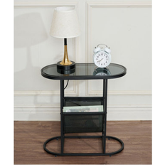 Ebern Designs Black Bedside Tables Ebern Designs Lailie Nightstand 22.4 H x 21.2 W x 9.9 D Bedside Table