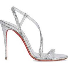 Christian Louboutin Silver Heels & Pumps Christian Louboutin Women's Rosalie 100MM Spechhio Leather Heels Silver