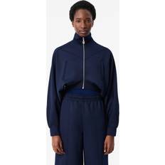 Lacoste Women Outerwear Lacoste CROPPED HIGH NECK ZIP-UP INTERLOCK JACKET blue female Zippers now available at BSTN in